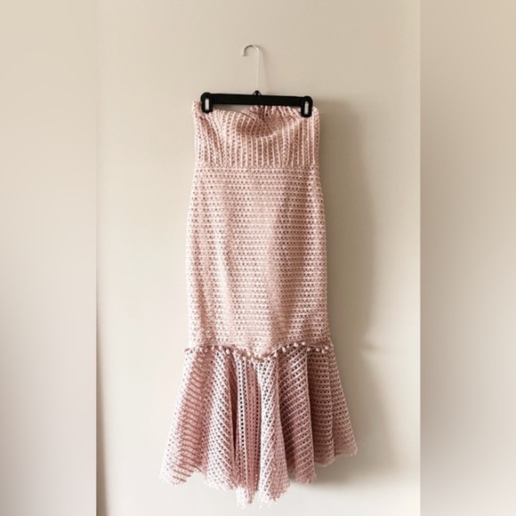 Zoey Lace Overlay Flounce Hem Midi Dress Blush - Picture 5 of 6